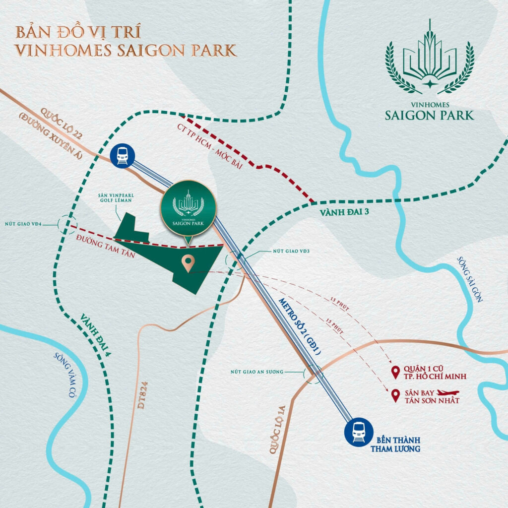 Sơ đồ vị trí Vinhomes Saigon Park và kết nối khu vực Hóc Môn